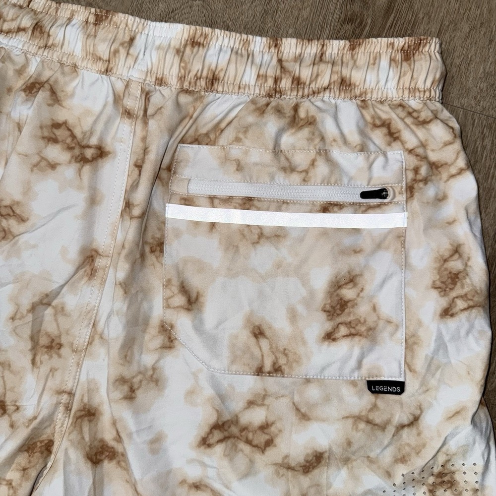 Legends Luka Shorts Not Lined 5" Inseam Men's XL White Brown Tie Dye Performance